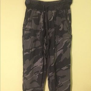 100% rayon camo jogger/pants